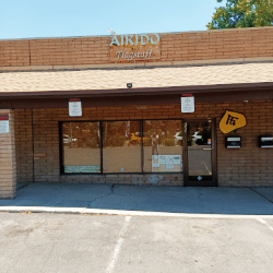 Exterior view of Aikido of Flagstaff dojo storefront on Beaver Street, Flagstaff Arizona where Water Mountain offers martial arts and Qi Gong classes.